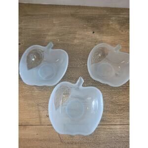 Set Of 3 Vintage Frosted Apple Dishes Candy Dishes